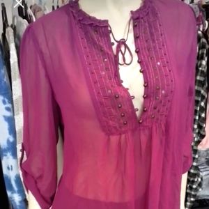 New York & Company Silk Tunic Top Blouse NWT